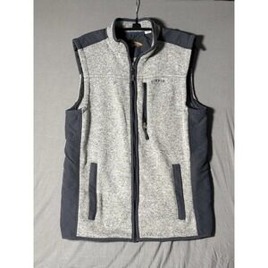 ORVIS Mens Full Zip Sweater Fleece Vest‎ Heather Gray Black Size Medium EUC
